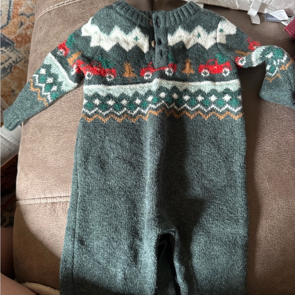 Cozy Green Knit Kids One Piece